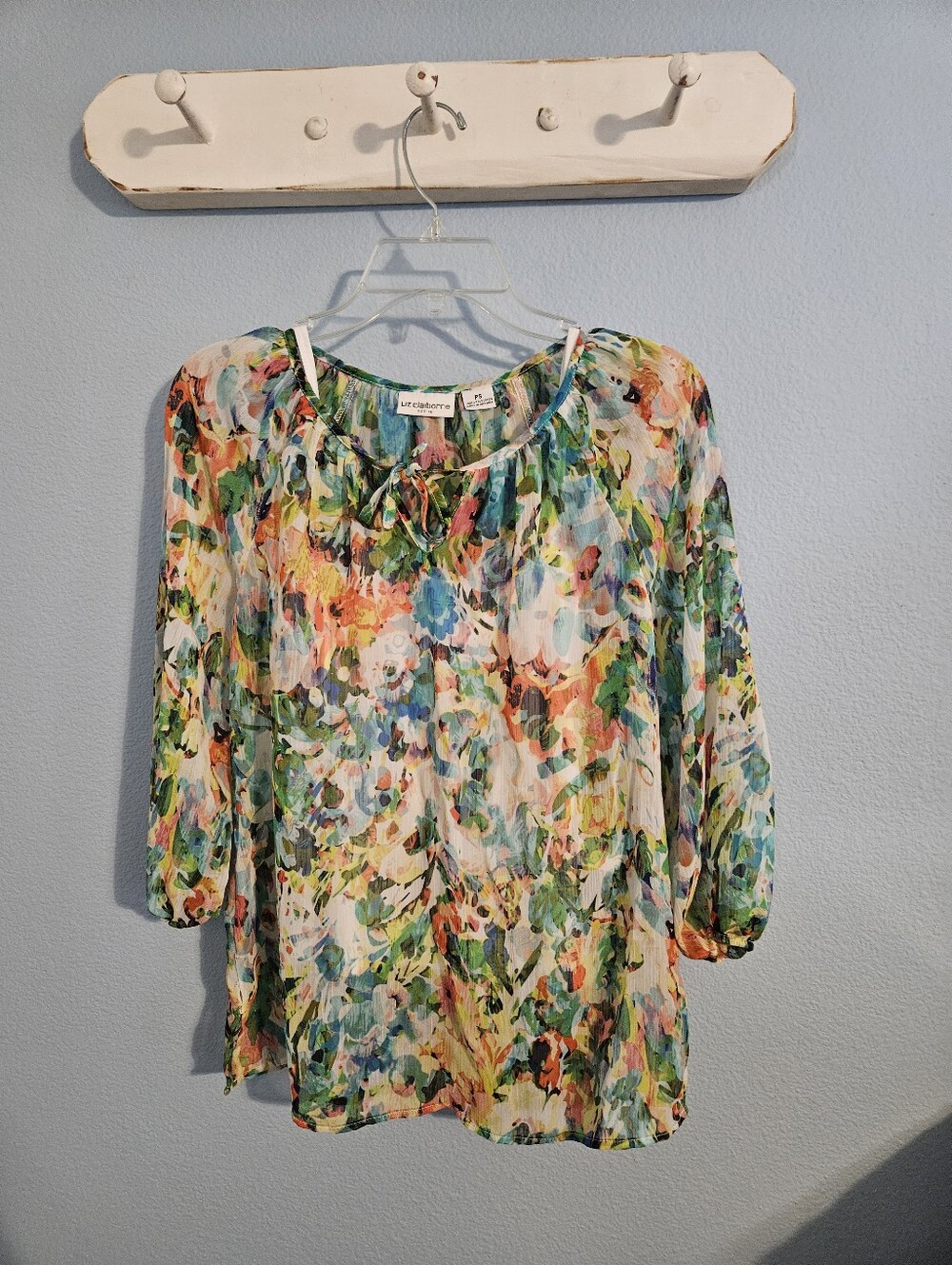 Liz Claiborne Multicolor Floral Blouse - Green Blue Pink